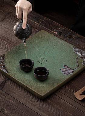 四方归心日干干泡茶盘式大号蓄水AL-63973储茶水排水两用泡盘陶瓷