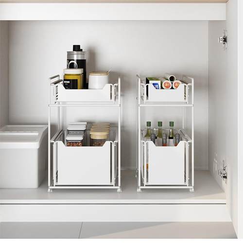 整槽厨房推JS030G拉式收纳架家室用橱柜理架浴洗手台下水置物架