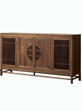 新中式实16540木餐边柜木边柜老榆玄关柜茶室胡黑桃储木物柜收纳