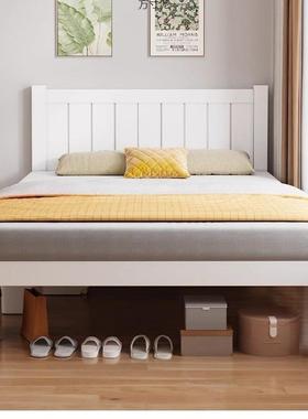 简约代白色双人床现.2米1.5米1单人床松木经WLM济用型家出租房实