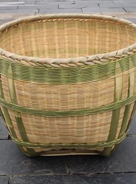 竹编箩筐号篮古竹篓淘米箩篼家用粮食100742竹筐收纳大篓复事喜簸