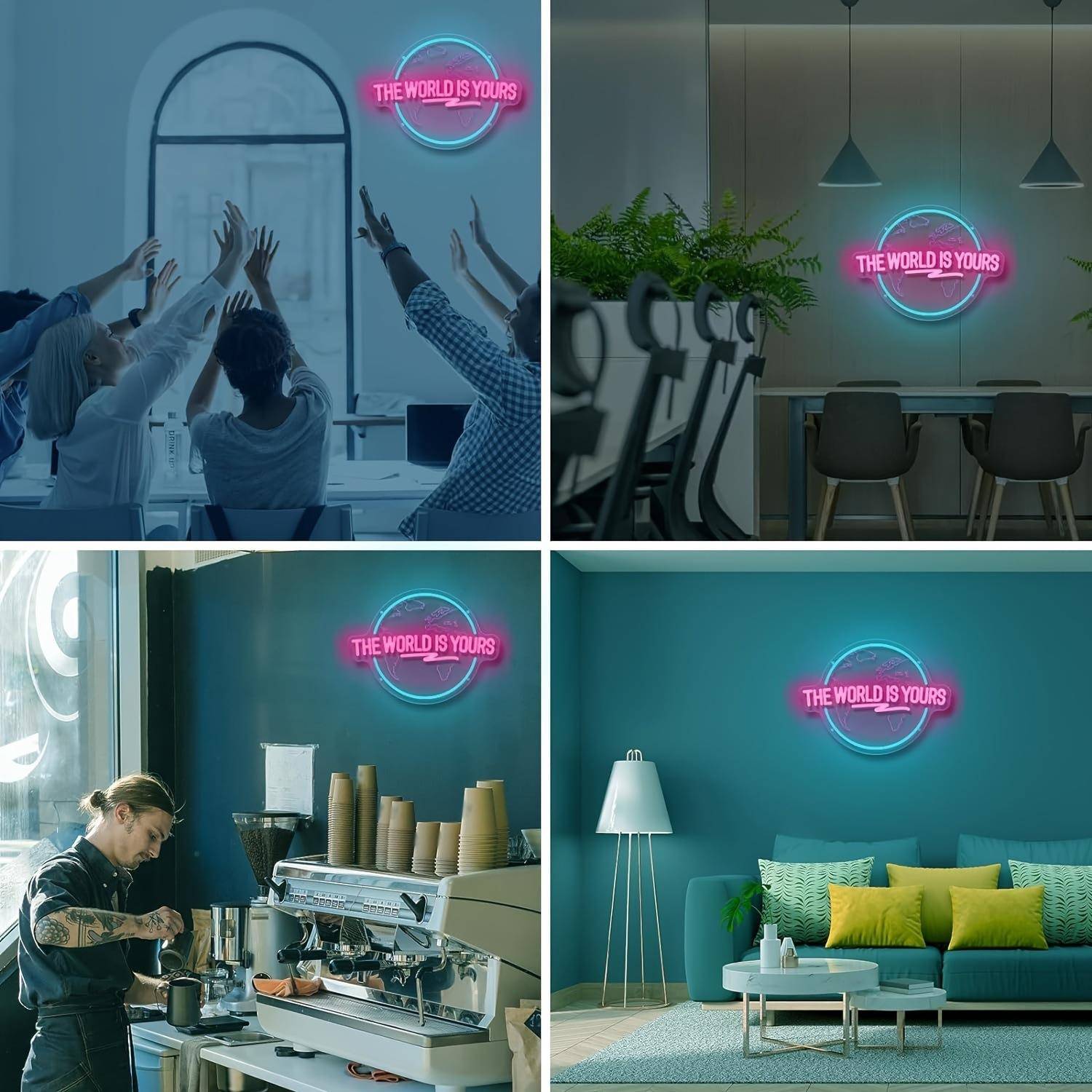 霓虹世是你的字商母背雕热卖led发光彩RGH灯房灯间界店酒吧墙饰
