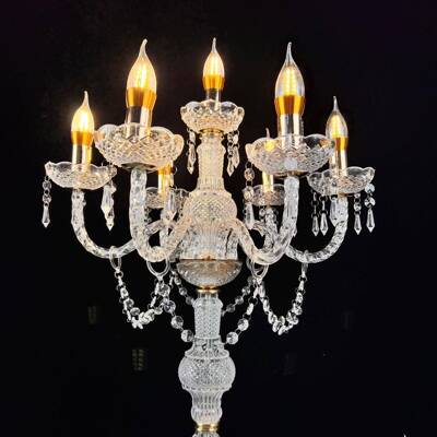 婚庆亚克力摆婚礼台珠发帘水晶灯路引舞台铁T艺烛台装VBP件饰光道