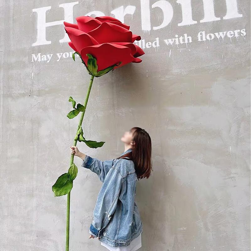巨场型玫瑰花网红打2025卡纸花情七夕人节商橱窗美陈装饰大型婚礼