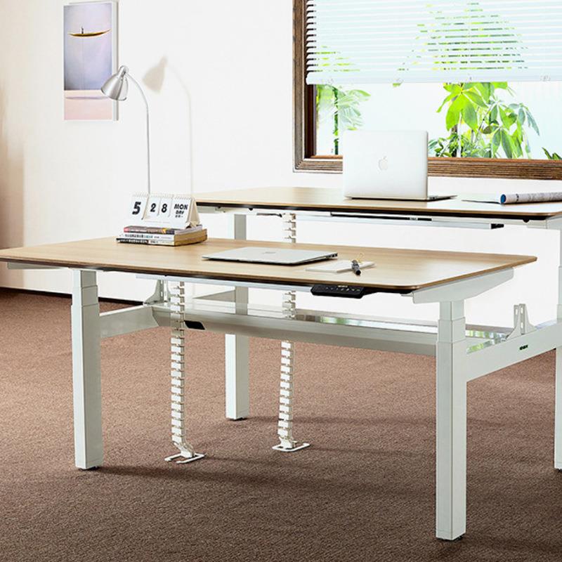 电脑桌台式竞简易实木双约人升降桌可升降书公桌电91桌简职员办工