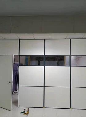 加厚间板办公隔室简易墙工隔厂高断落地带锁固玻房璃IFH屏风缝隙