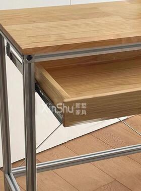 铝型材实木字桌复古风家用卧室梳妆GPB台书客桌厅书房电写脑桌办