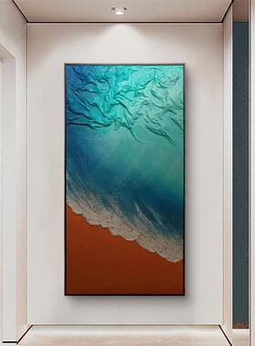 约纯手绘轻奢挂过画入户玄关版海景道竖23.06.7油简画客厅走廊尽