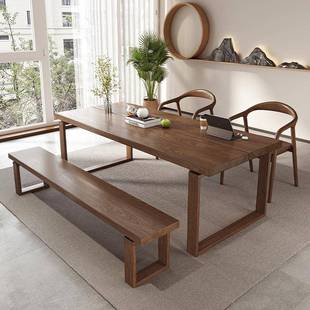 餐恩轻美式 复古莫比实木桌办胡桃色写字书桌wyy20250小户型洽谈公