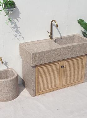 户外石一头台洗衣池洗天然大理石材58965洗手池庭院洗菜水槽阳手