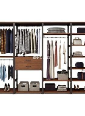 入式衣柜地落衣架家用CXR简易带抽屉收纳双层组合开放式衣步间帽