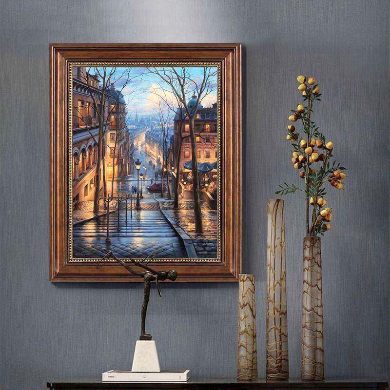 美式玄关装饰画客7mNyn9RS厅画餐厅画竖挂走廊过壁道欧式复古建筑