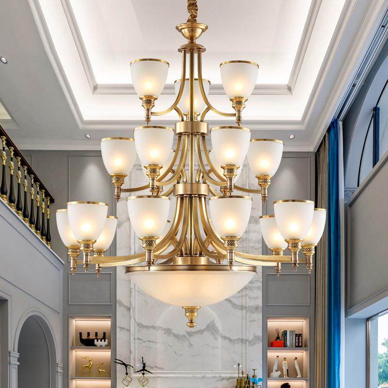 美式全铜吊灯厅奢0华大客厅别大18079堂酒店吊灯复式楼墅灯具Y7客,家装灯饰光源,智能吊灯,淘宝优惠券,粉丝福利购,淘宝优惠卷