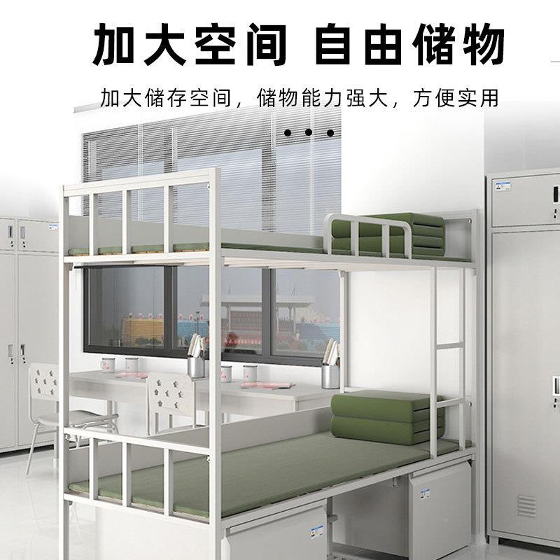 双-002层铁高床营房床低床单人单层床厚学生宿舍上下加铺铁床床公