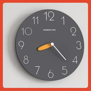 x客厅壁家用时尚 ?时224新款 静音灰挂0表挂墙钟表 简约挂钟Fh