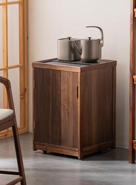 实VMK木茶水柜烧壶一茶几黑胡桃木发沙体侧水边柜可移动边柜边几