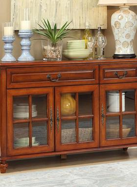 美式实木餐欧复古厨房碗碟柜子储式物柜收DS55102纳柜餐厅茶水柜