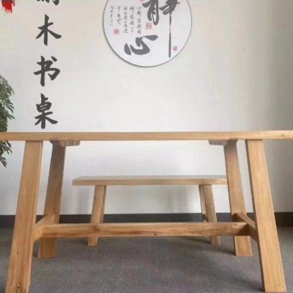 老榆木书桌老门板实木餐桌家用简约原木书房桌阳台复古实用性茶桌