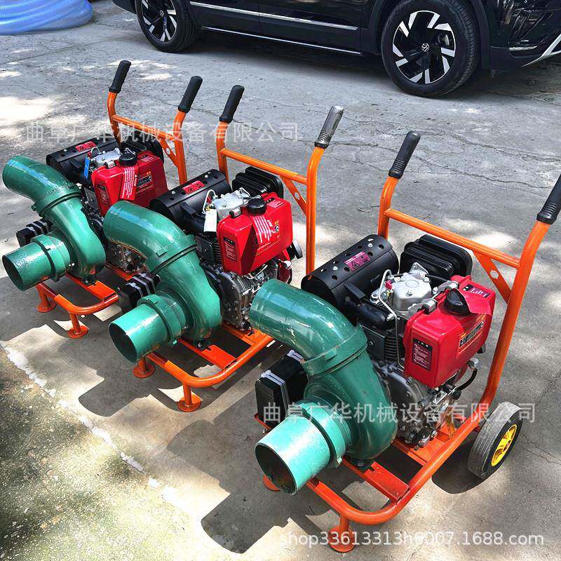 抽手推轮式汽油无品牌/抽水泵应急抗农洪油离心泵用4寸柴灌溉水泵