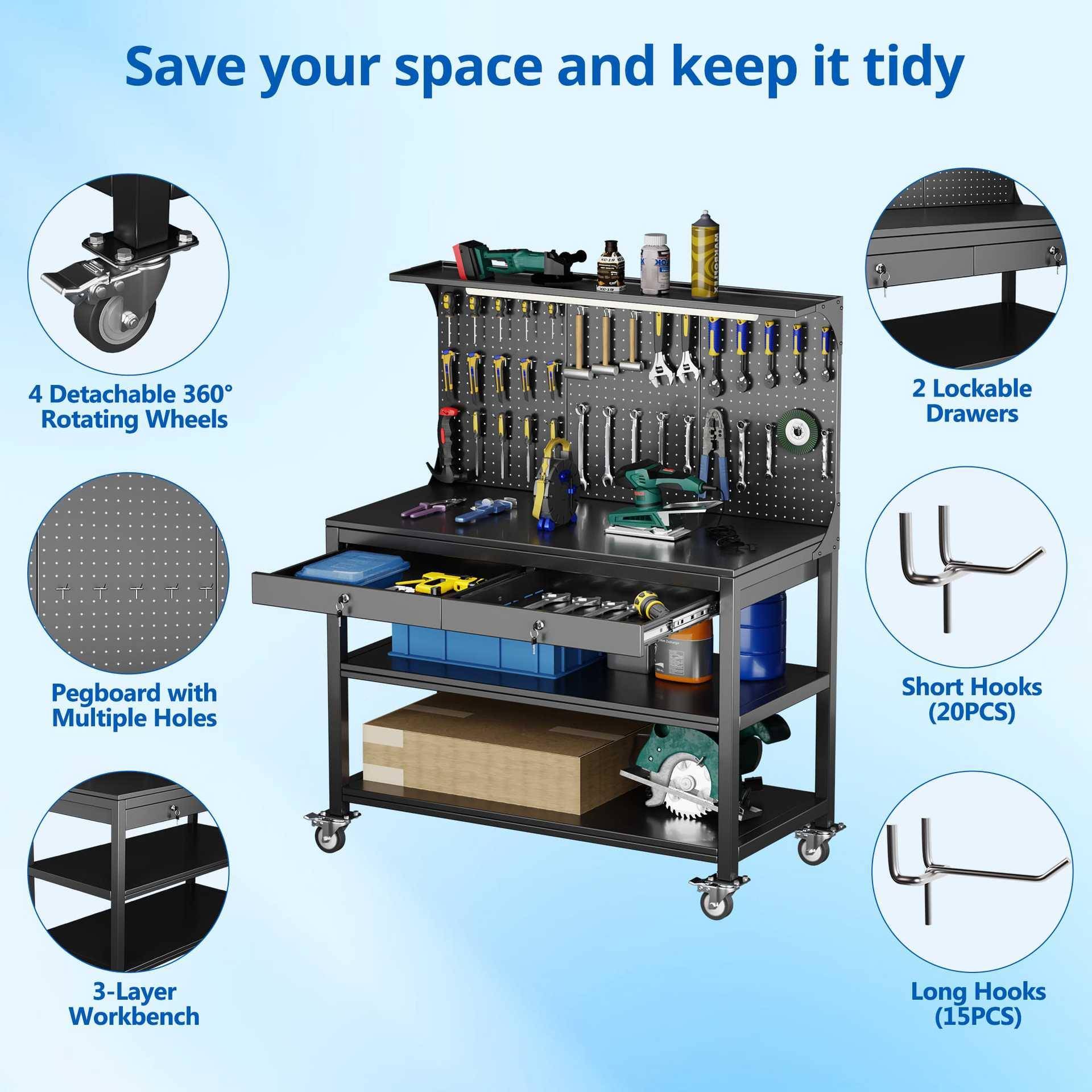 脚钢带抽屉多层多能手推工76具车制带滚动轮可锁定车间工功厂汽修