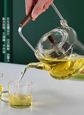 家用透明高硼硅玻璃壶条纹45611明玻璃烧透水器壶煮茶双用提梁煮