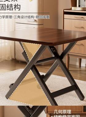 小方桌子可桌折HPC叠桌餐桌家用户型简易圆租屋户外便携摆摊出吃