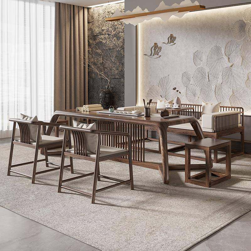 实木茶桌新中公室茶茶楼会式客泡茶馆桌椅阳台茶台新办中FOW式茶