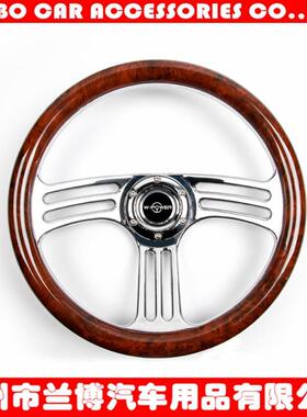 厂家直销14寸黑色汽车方向盘汽车三幅支架通用steering wheel