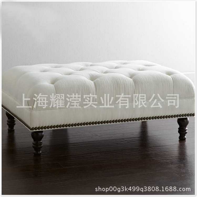 美式乡村换鞋凳定制家具简约现代客厅布艺拉扣脚踏玄关门厅换鞋凳