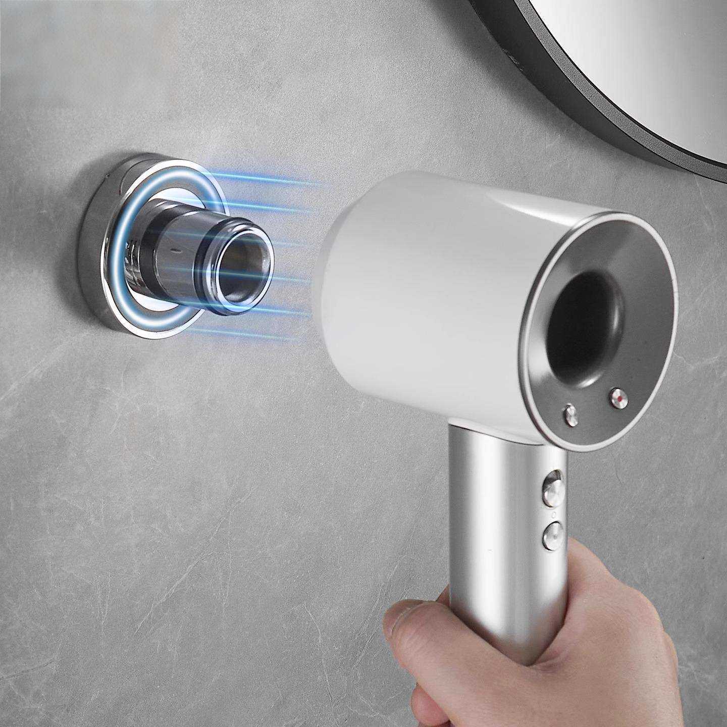 铜镀铬吹风机支架置物架卫生间洗手间壁挂浴室磁吸挂架电吹风收纳