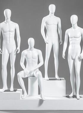 男模特具全身哑黑哑男装店人台窗假人体衣道白74752架模特架子展