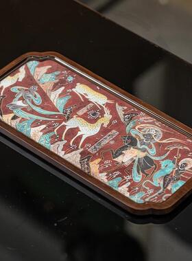 VRK国潮新款两杯承件《中茶具生茶图道新配敦煌托盘》茶盘壶鹿王