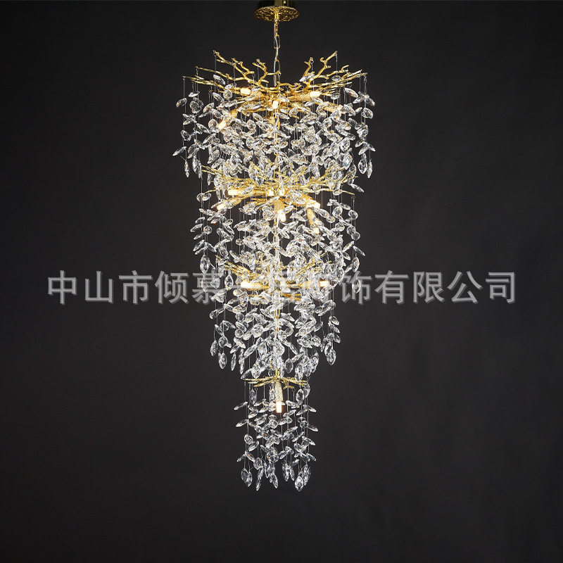 水晶吊灯别墅客厅灯轻奢楼梯