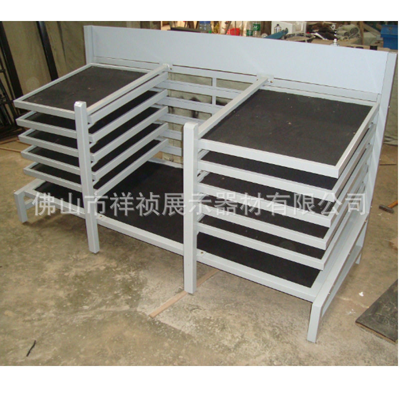 双排斜躺可推拉瓷砖地板展示架