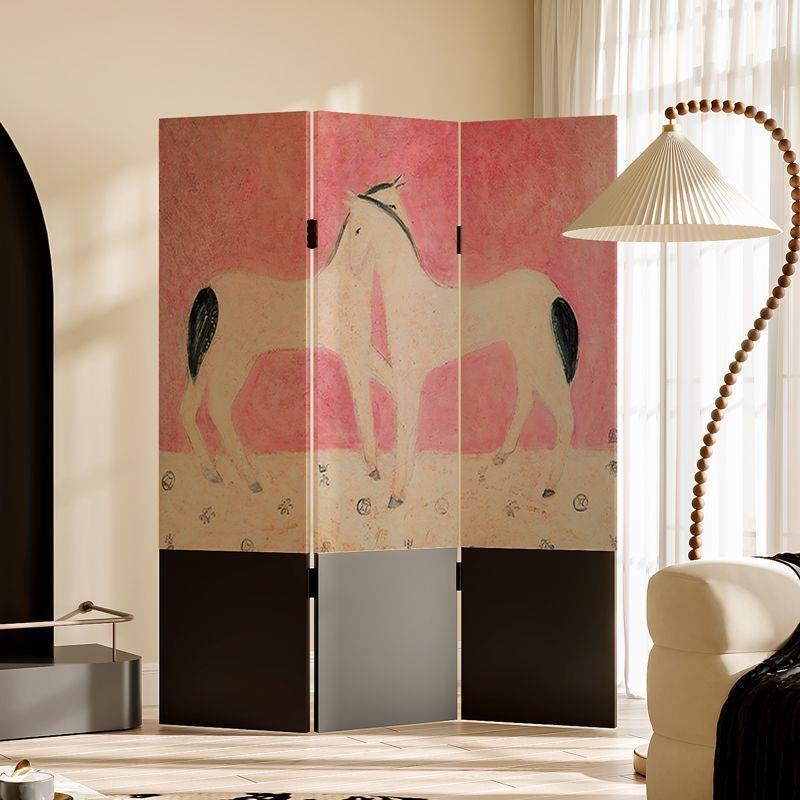 中古风简易入户屏风隔断可折叠移动家用民宿酒店餐厅装饰背景法式