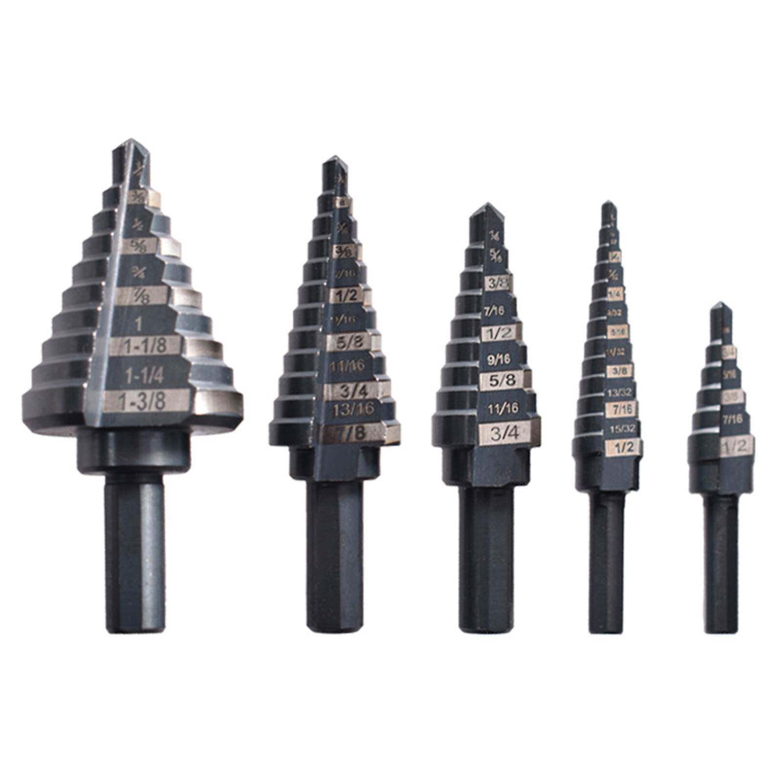 4241高速钢英制阶梯钻5件套铝盒宝塔钻头金属开孔用三角柄开孔器