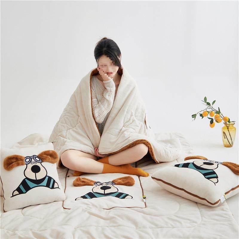 加绒加厚保暖车上抱枕被子两用办公室午睡枕头飞行狗新款折叠冬季,居家布艺,抱枕被,淘宝优惠券,粉丝福利购,淘宝优惠卷