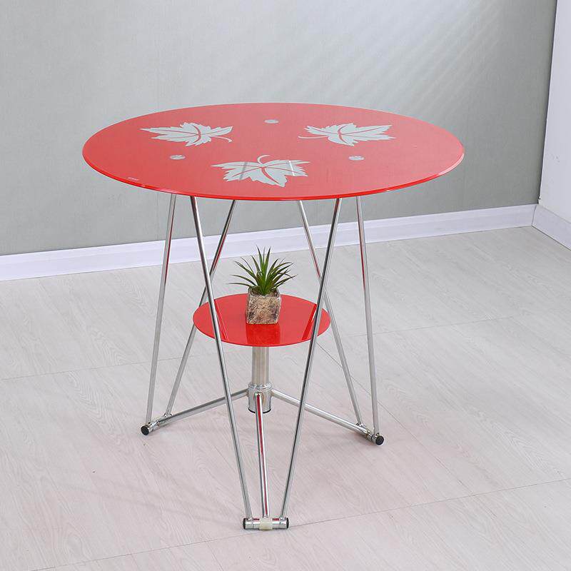 洽谈桌玻璃桌子圆钢化玻璃小圆桌现代简约玻璃圆桌椅组合圆玻璃桌