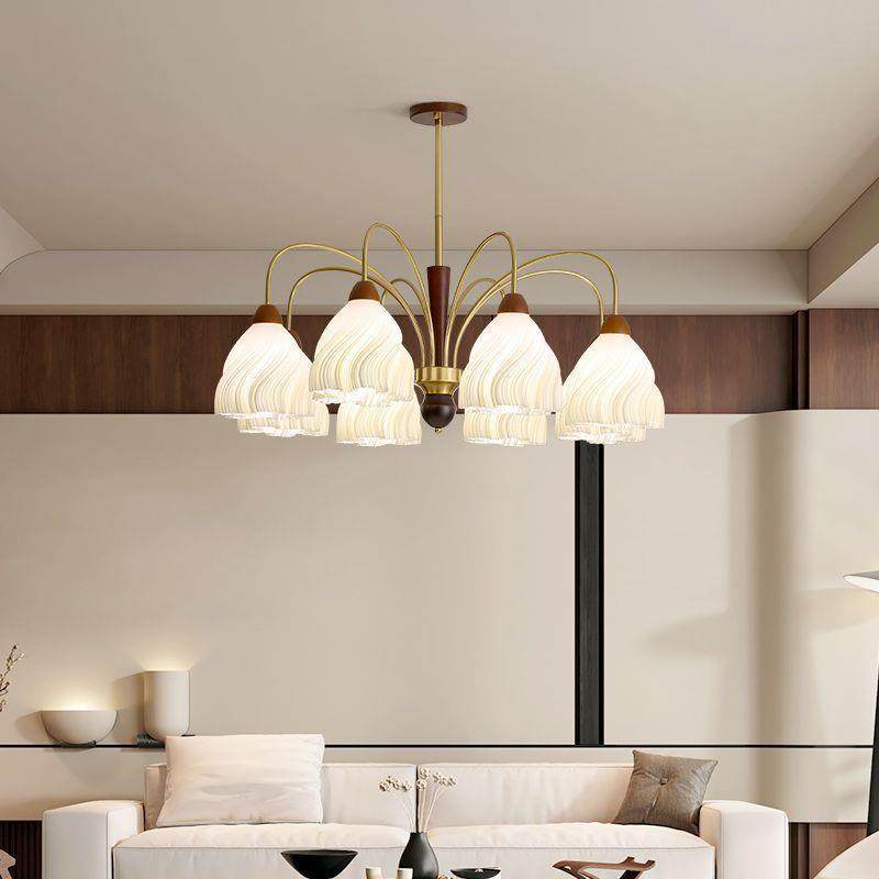 客厅吊灯法式裙摆艺术款灯具胡桃木奶油风房间全光谱护眼餐厅吊灯,家装灯饰光源,智能吊灯,淘宝优惠券,粉丝福利购,淘宝优惠卷