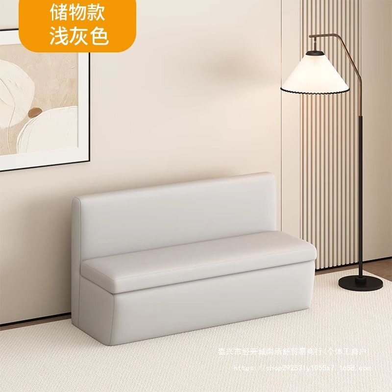 带靠背卡座可储物猫抓皮长椅沙发凳服装店小沙长条坐椅子理发店木
