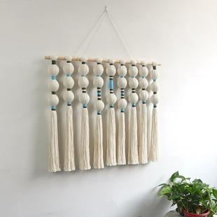 欧式圆球流苏壁挂手工编织挂毯墙面装饰挂件名宿酒店装饰壁挂背景