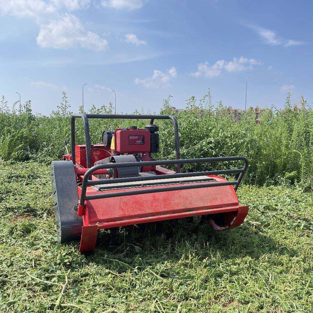现货农用油电混动遥控除草机1米割幅坡地除草履带式割草机
