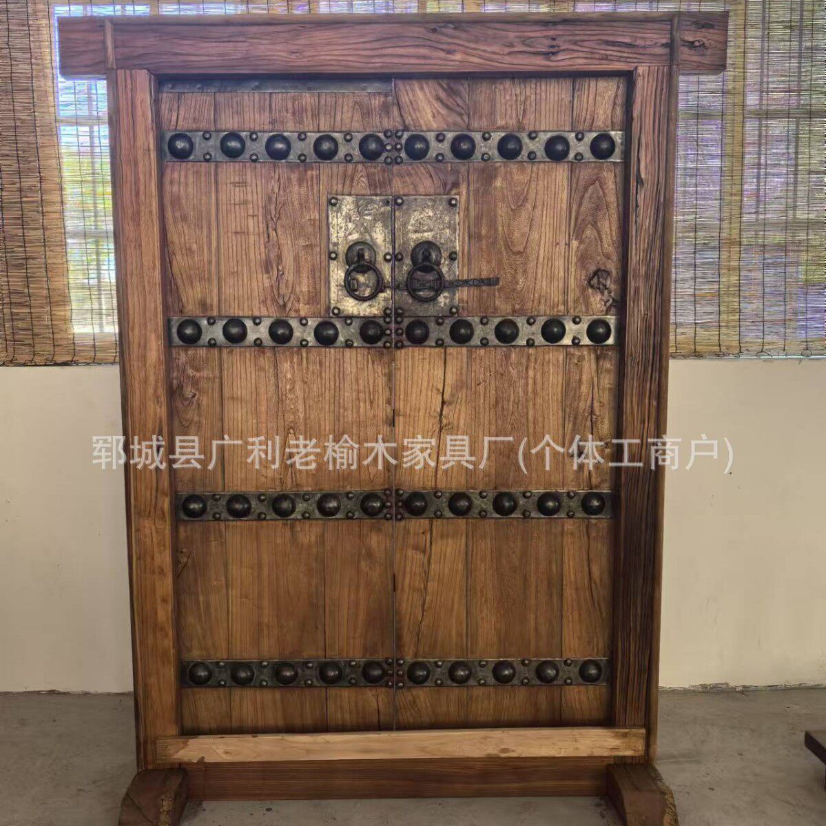 老榆木大门旧木头中式套装门实木怀旧风庭院别墅大门农村实木门