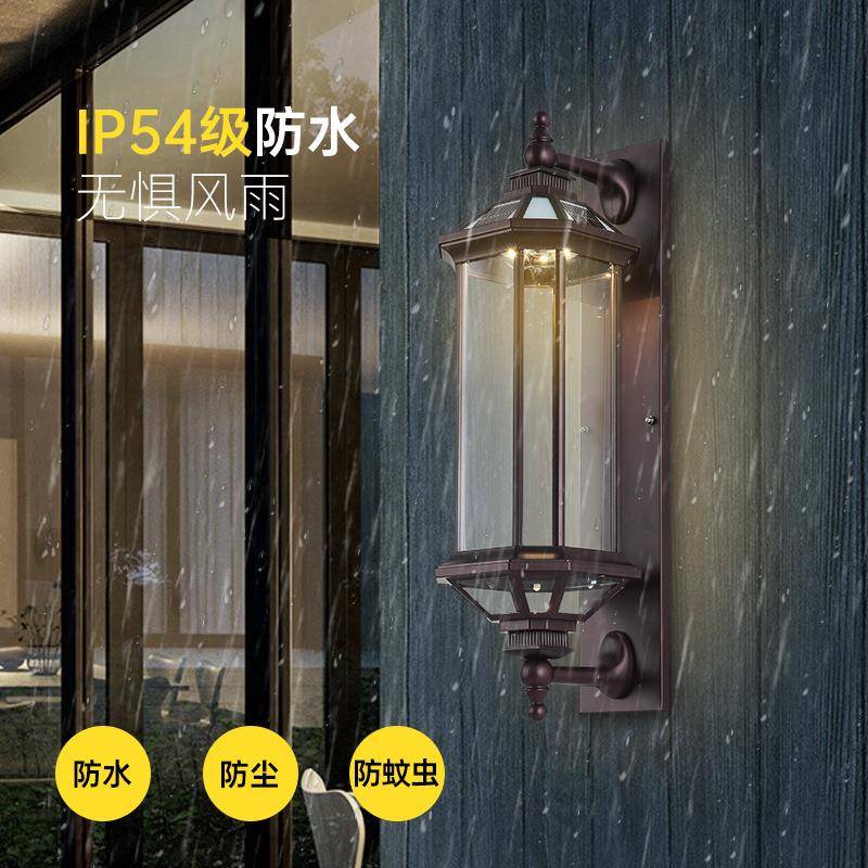 户外壁灯复古太阳能门柱灯中式防水庭院灯室外花园别墅围墙大门灯