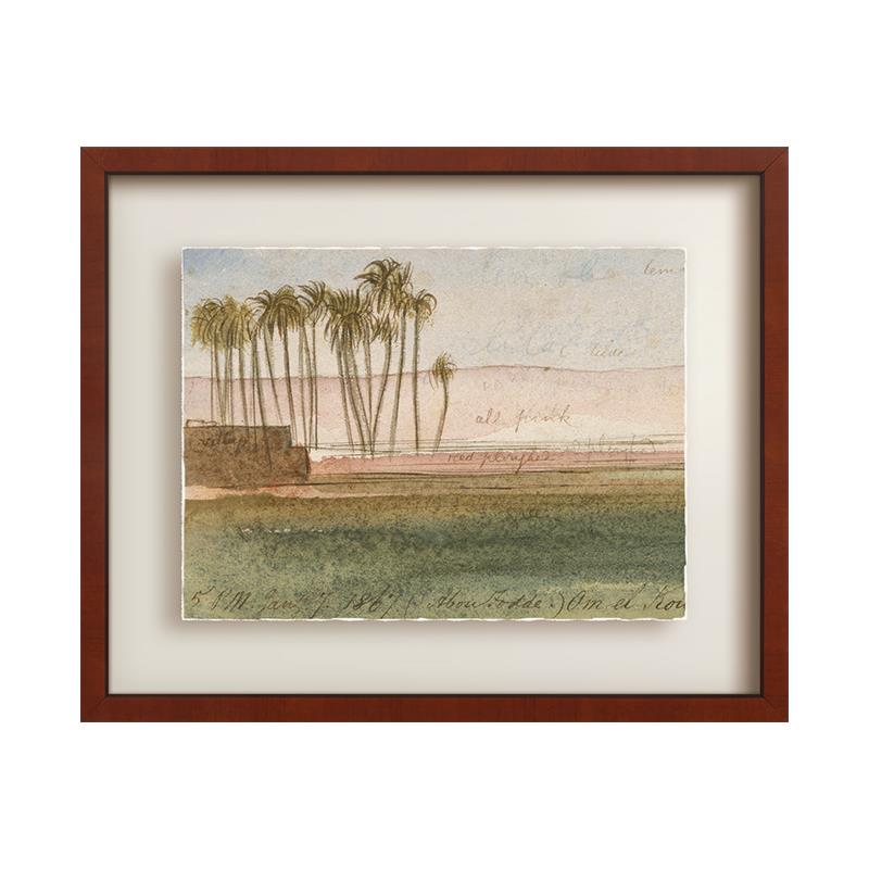 棕榈平原》水彩风景挂画法式中古风客厅玄关悬浮式装裱复古装饰画