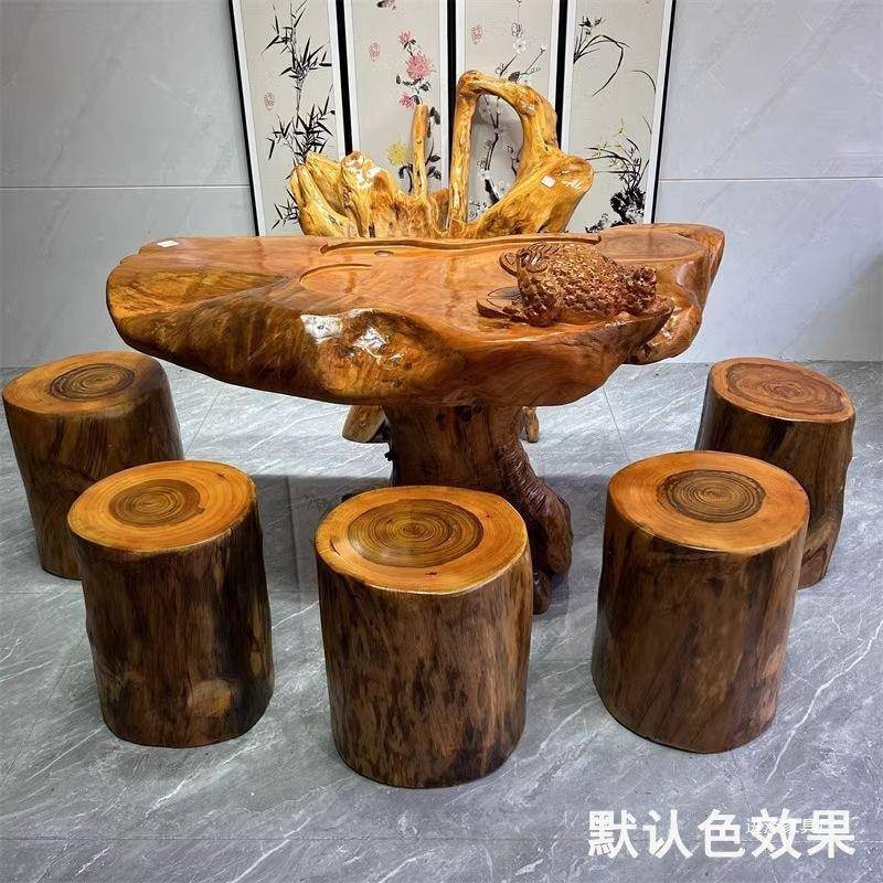 香樟实木墩子原木树桩木桩根雕底座茶桌茶几木头凳圆木凳木墩花架