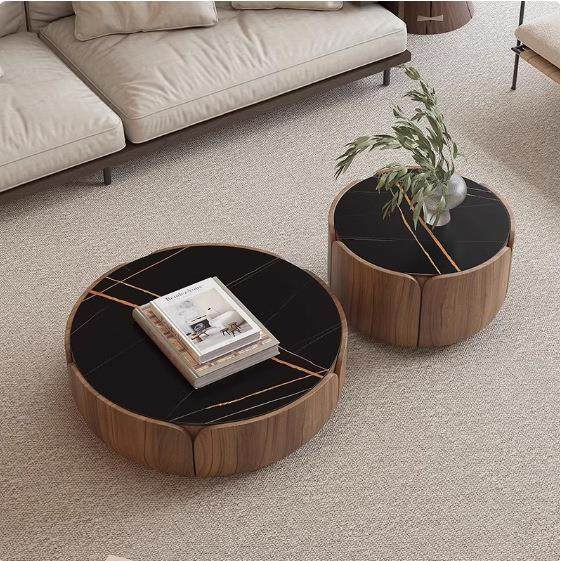 中古风花瓣圆形茶几组合意式极简客厅小户型创意岩板胡桃木茶几,电子元器件市场,其它元器件,淘宝优惠券,粉丝福利购,淘宝优惠卷