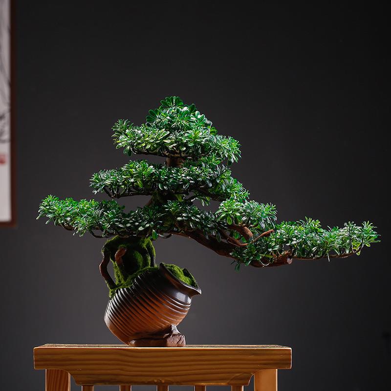 创意仿真盆栽办公室摆件招财迎客松装饰摆设品家居客厅软装工艺品