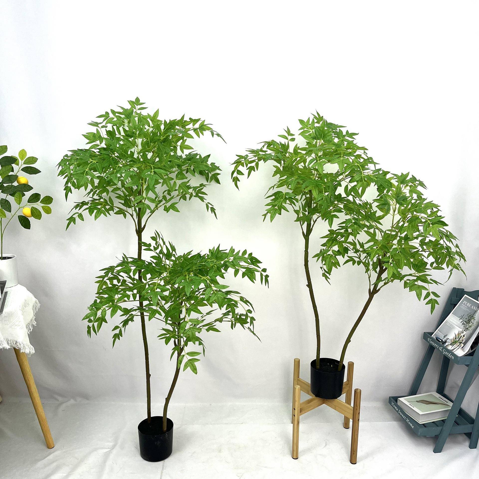 高端轻奢仿生假植物盆栽仿真绿植南天竹客厅装饰树摆件假花仿真花