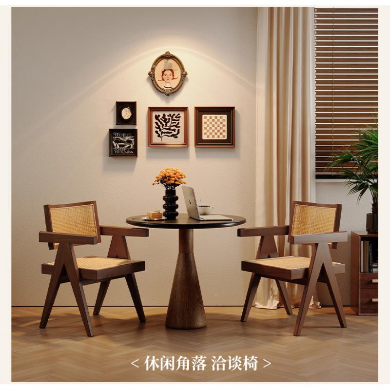 迪跃邦实木餐椅长昌加风椅子家尔用10030476白蜡做旧诧寂靠背椅中